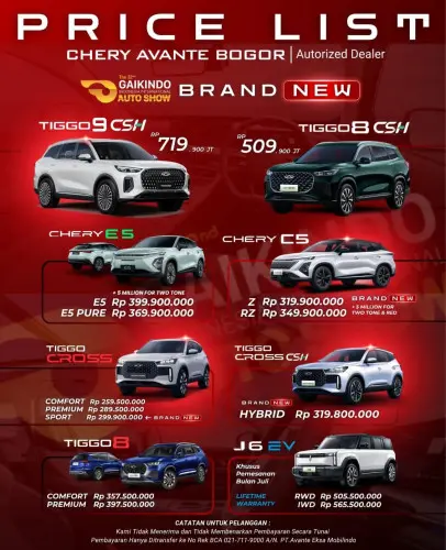 Pricelist Harga Chery toljakarta–cikampek 2025